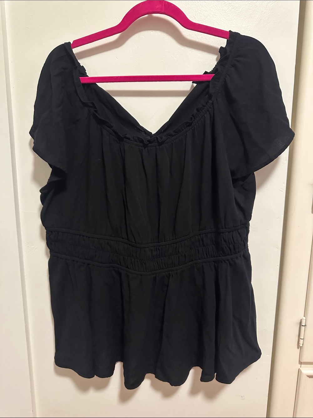 Torrid Black Babydoll Washable Gauze Short Sleeve Top
